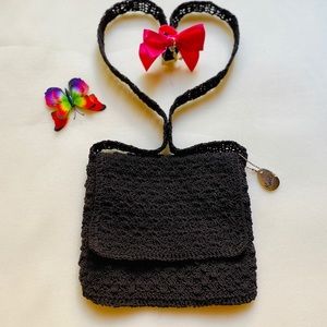 Brown crochet crossbody purse